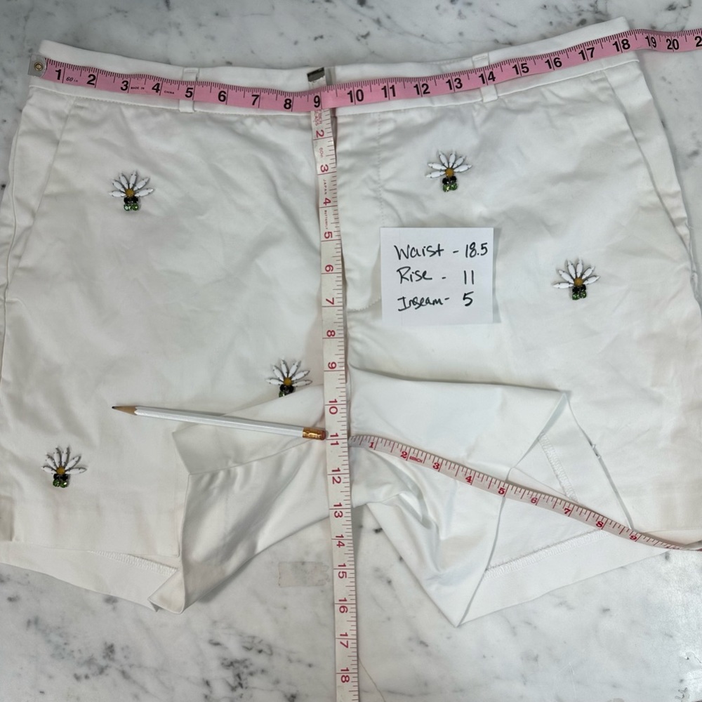 BANANA REPUBLIC Sz 12 Flower Pot Gem Detail White Belt loop Pockets Boho - Picture 9 of 9